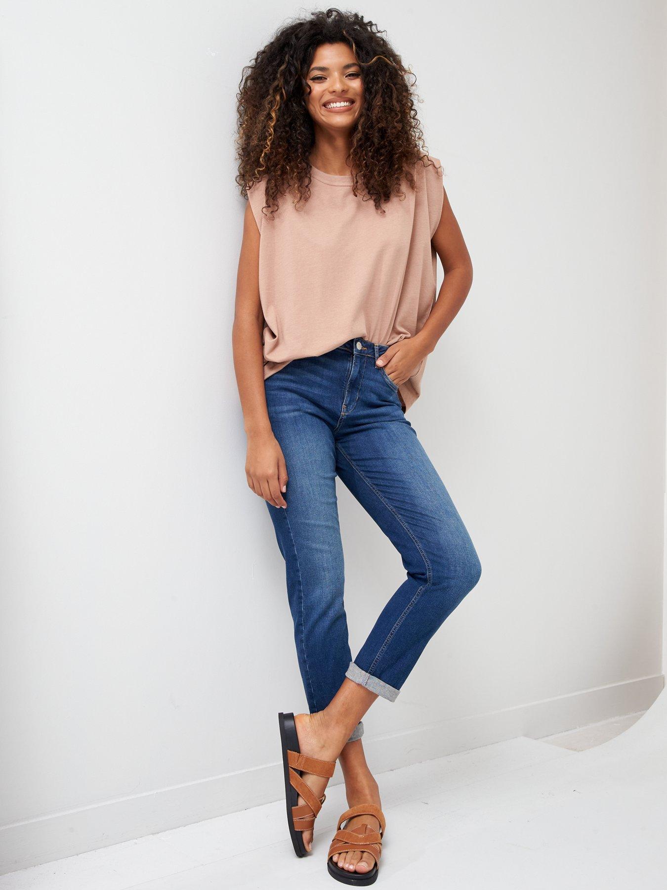  image of v-by-very-the-taylor-boyfriend-turn-up-jean-dark-wash