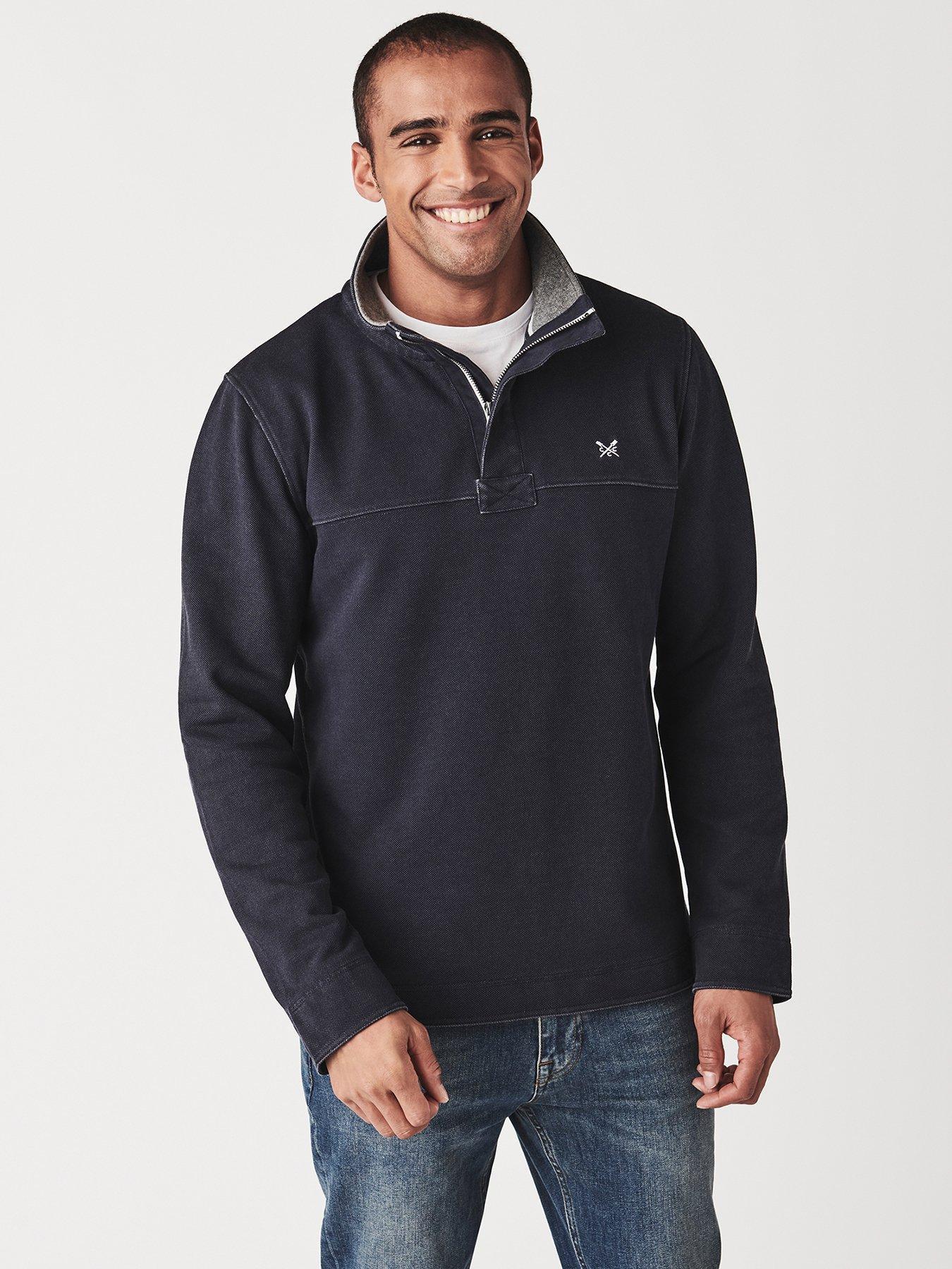 Crew Clothing Padstow Pique Sweatshirt - Navy Blue | littlewoods.com