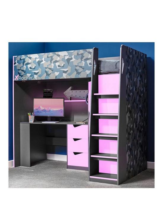 front image of x-rocker-hideout-wood-panel-gaming-bunk-bed-with-desk--single