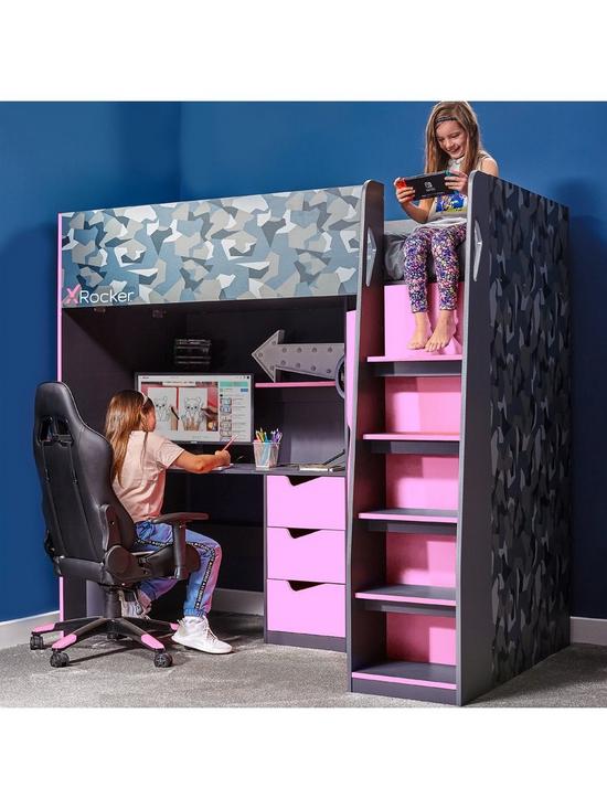 stillFront image of x-rocker-hideout-wood-panel-gaming-bunk-bed-with-desk--single