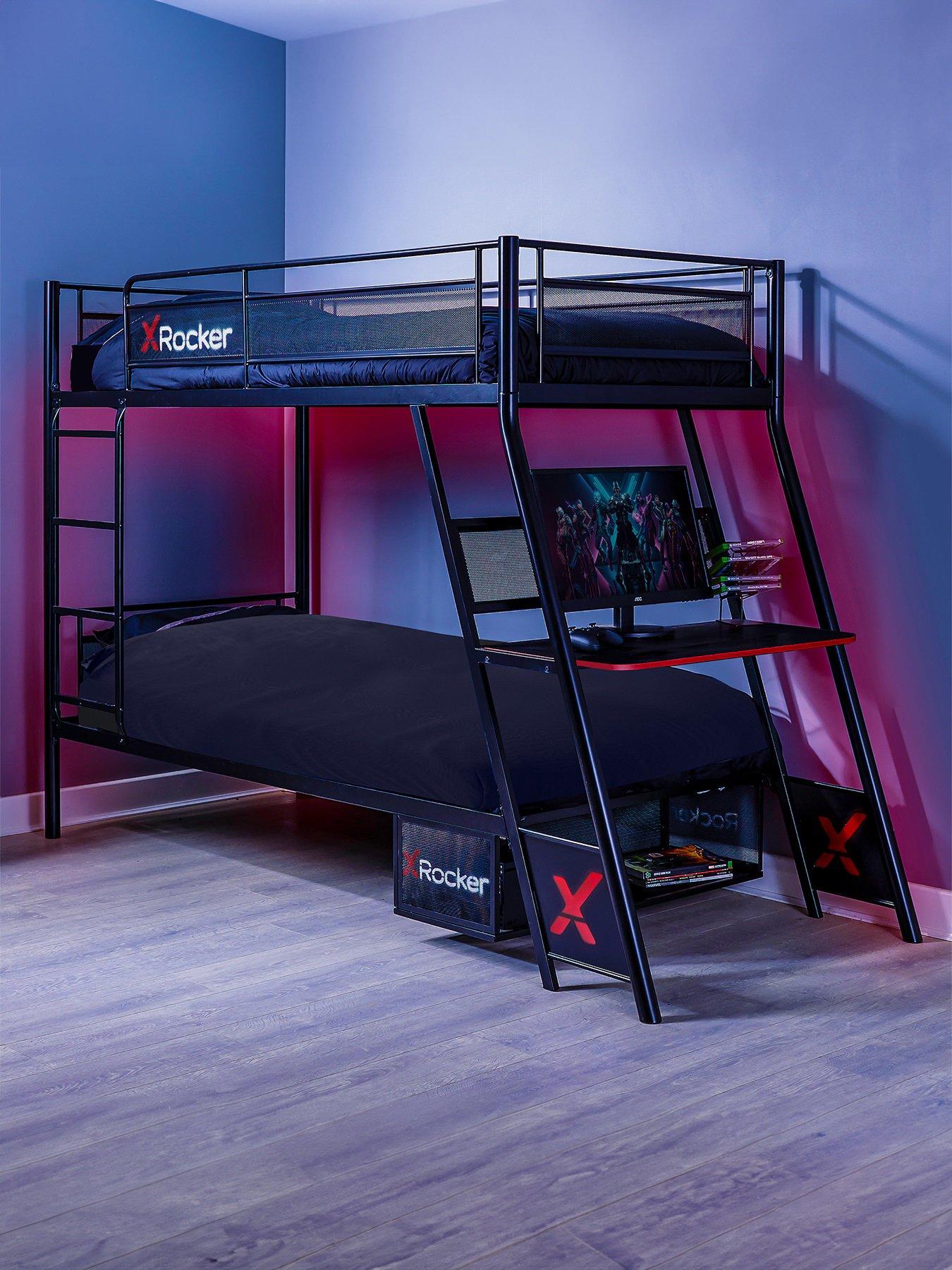 X Rocker Armada Dual Bunk Bed with Gaming Desk littlewoods