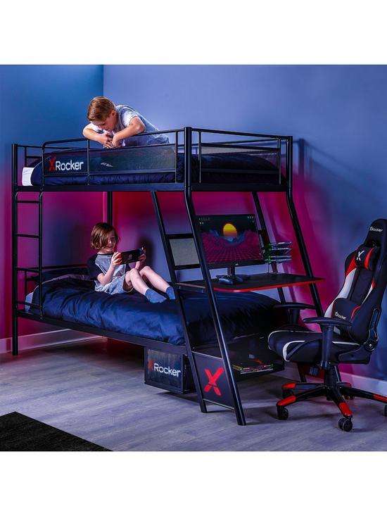 stillFront image of x-rocker-armada-dual-bunk-bed-with-gaming-desk
