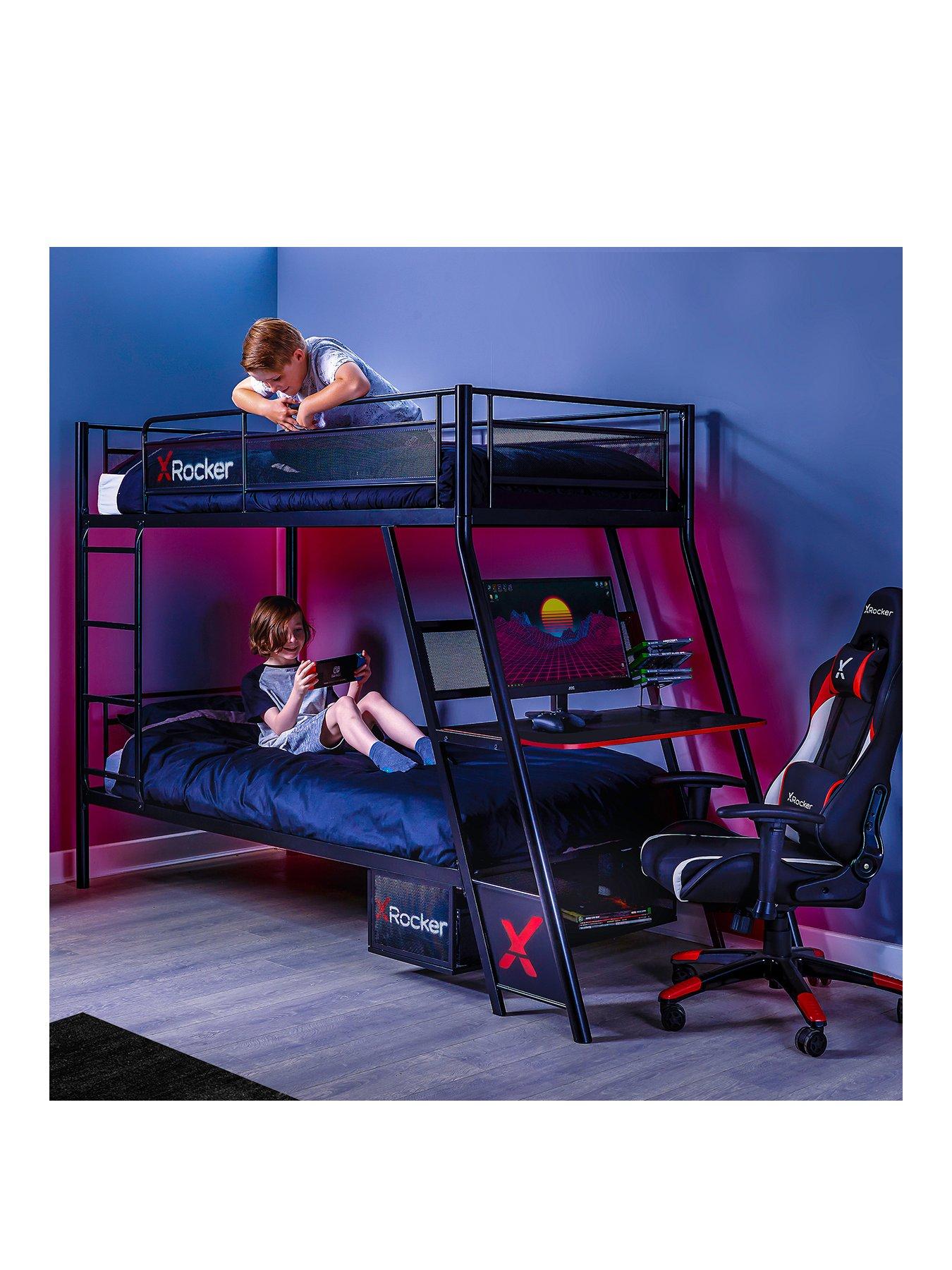 X Rocker Armada Dual Bunk Bed with Gaming Desk littlewoods