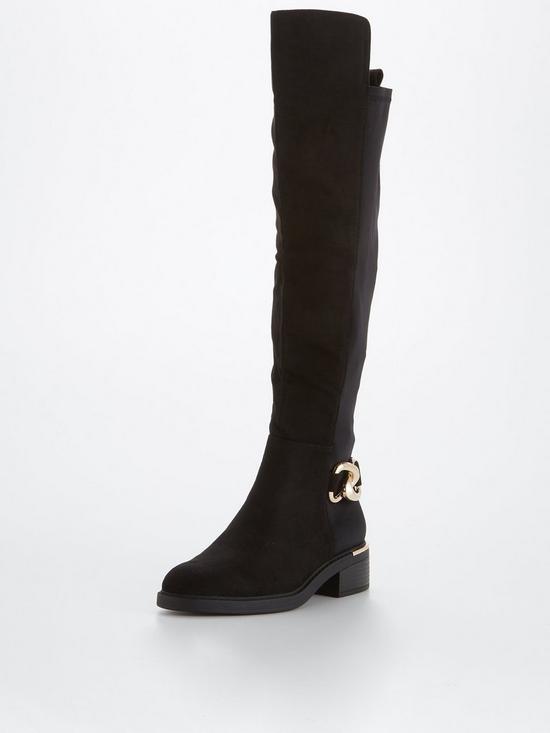 stillFront image of v-by-very-stretch-back-over-the-knee-boot-black
