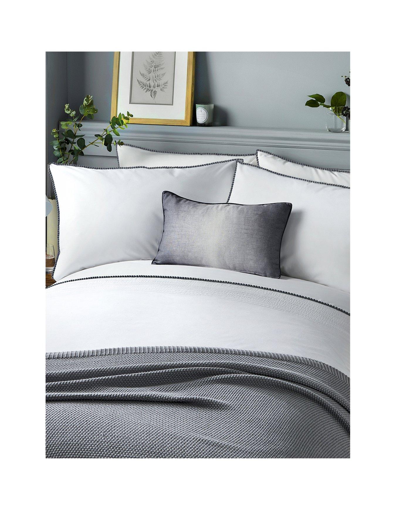  image of serene-pom-pom-grey-king-duvet-cover-set
