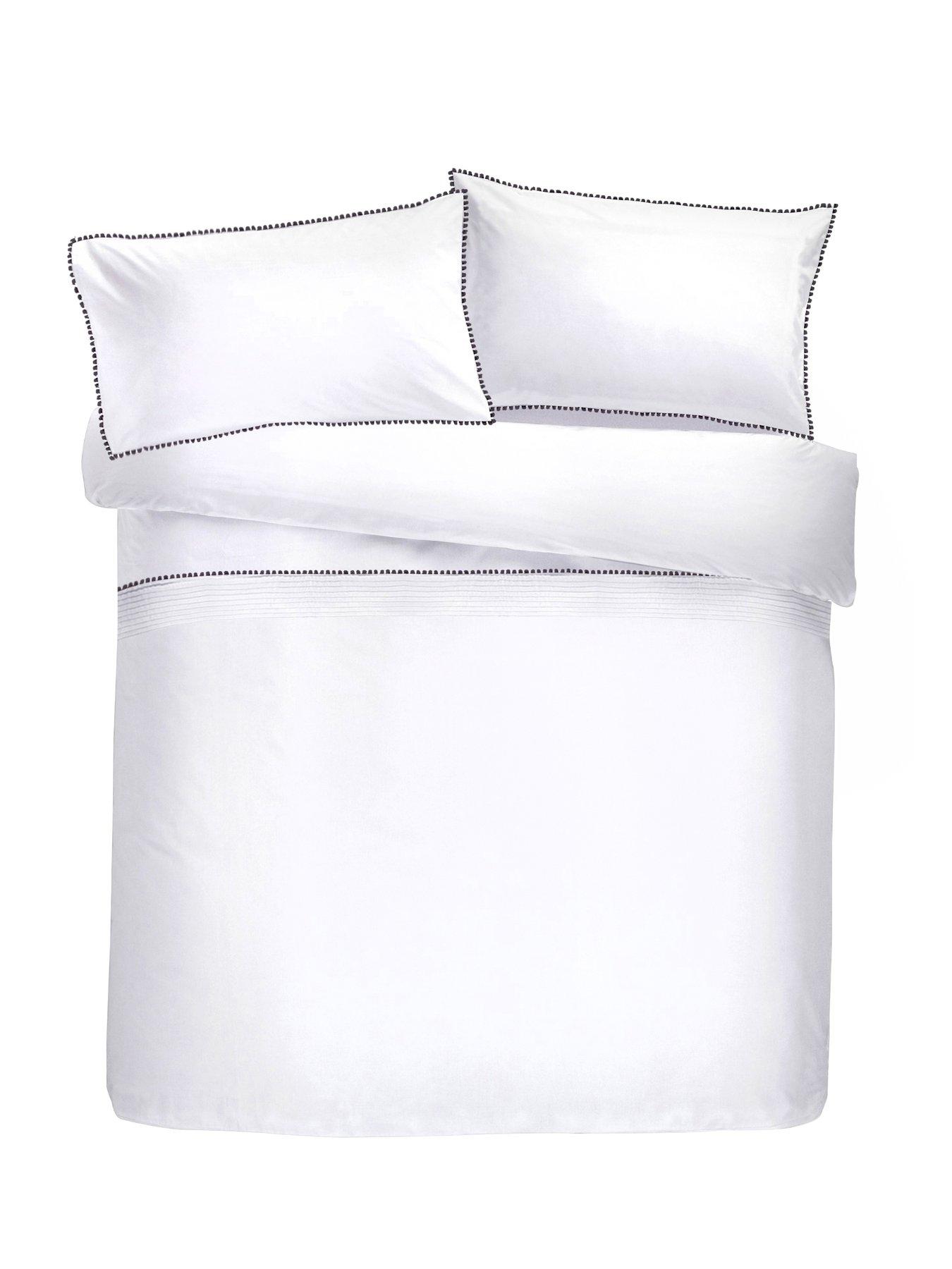  image of serene-pom-pom-grey-king-duvet-cover-set