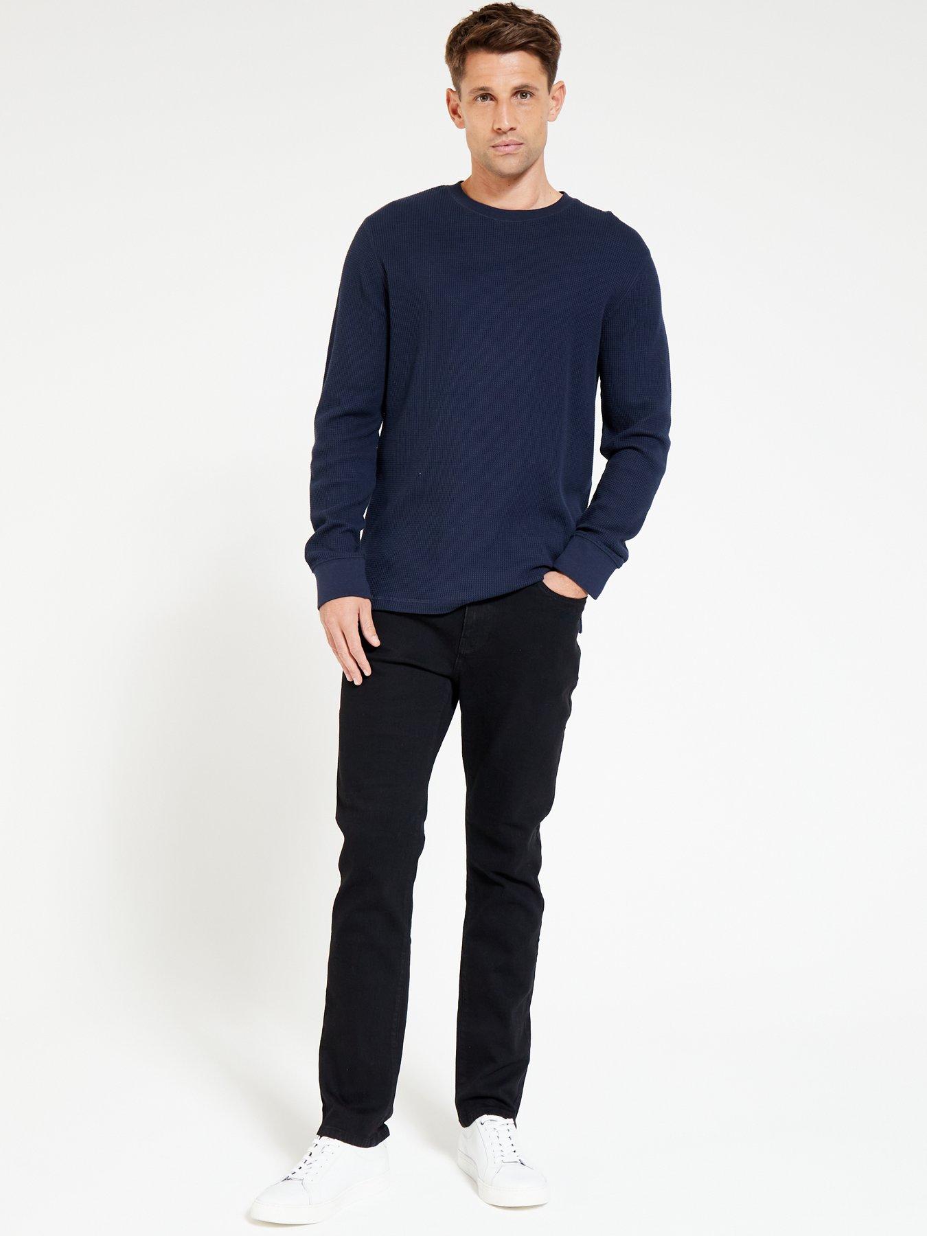  image of everyday-longsleeve-waffle-texture-jumpernbsp--navy