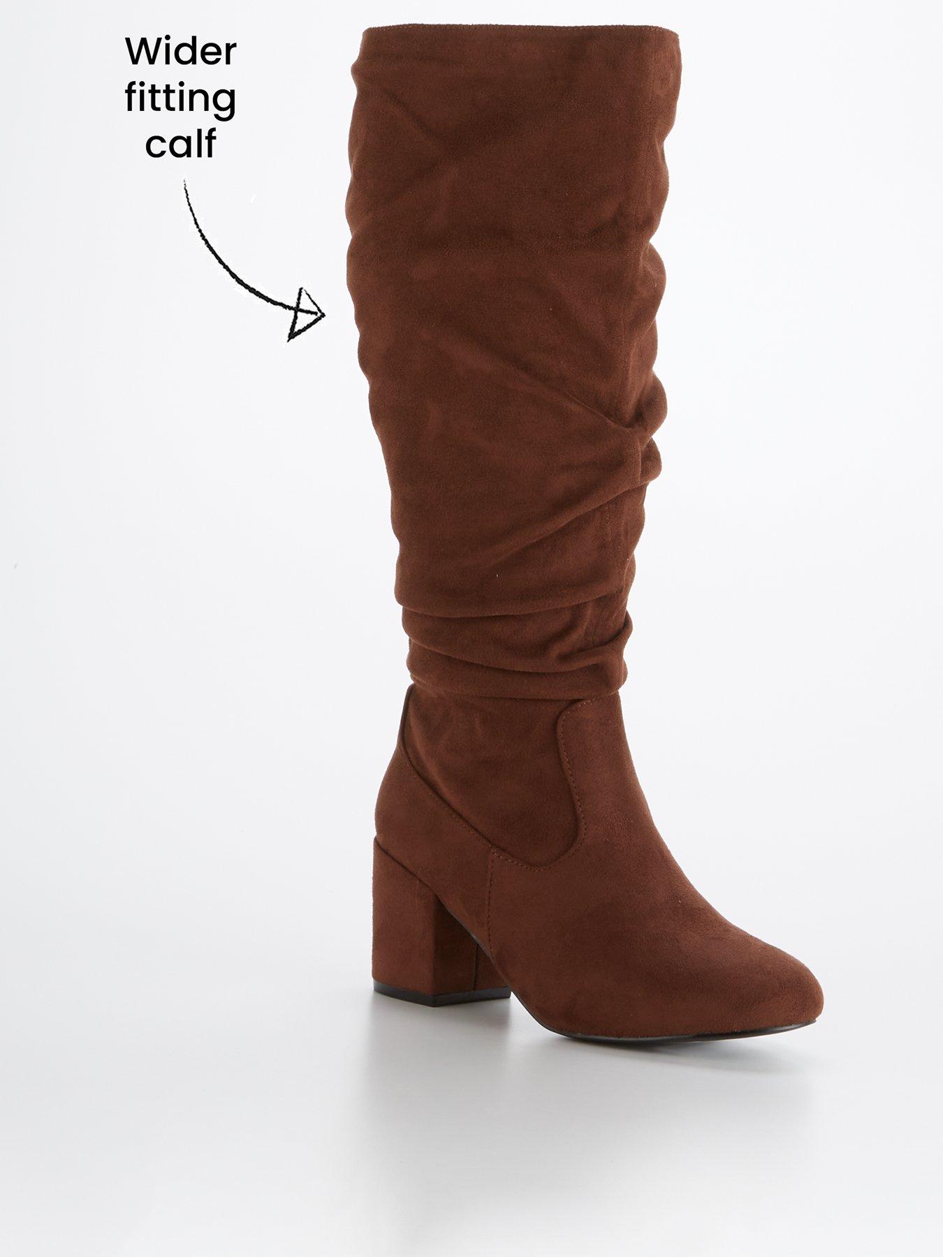 Knee length wide sales fit boots