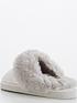  image of v-by-very-faux-fur-lined-mule-slipper-grey