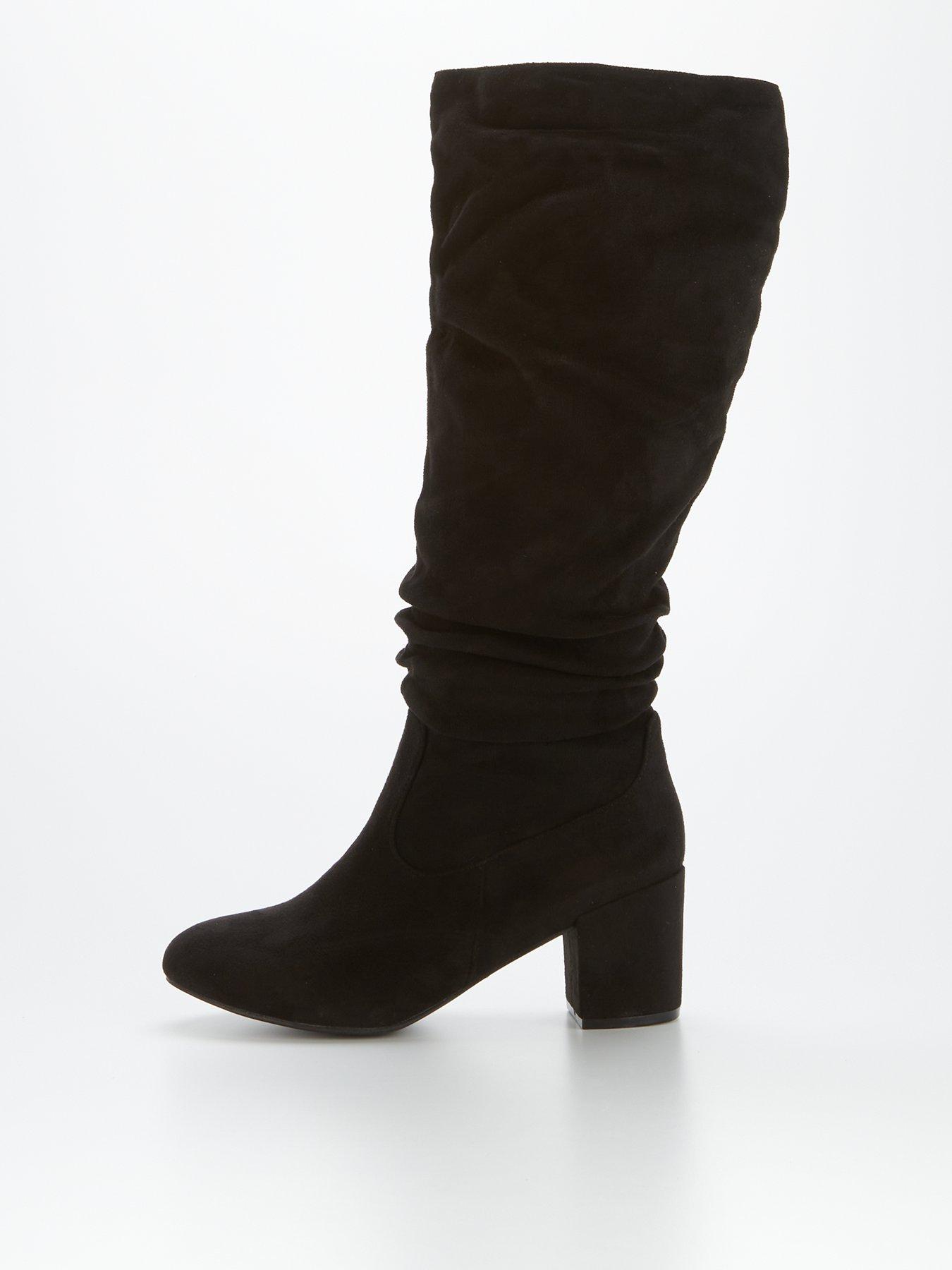 Wide fit black hot sale suede knee high boots