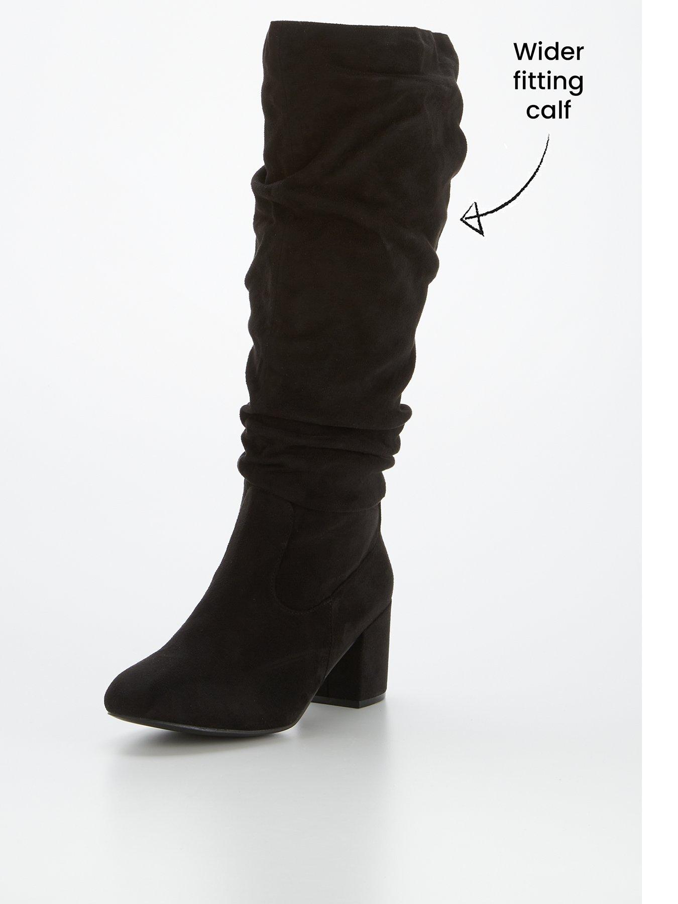 V by Very Wide Fit Block Heel Slouch Knee Boot With Wider Fitting