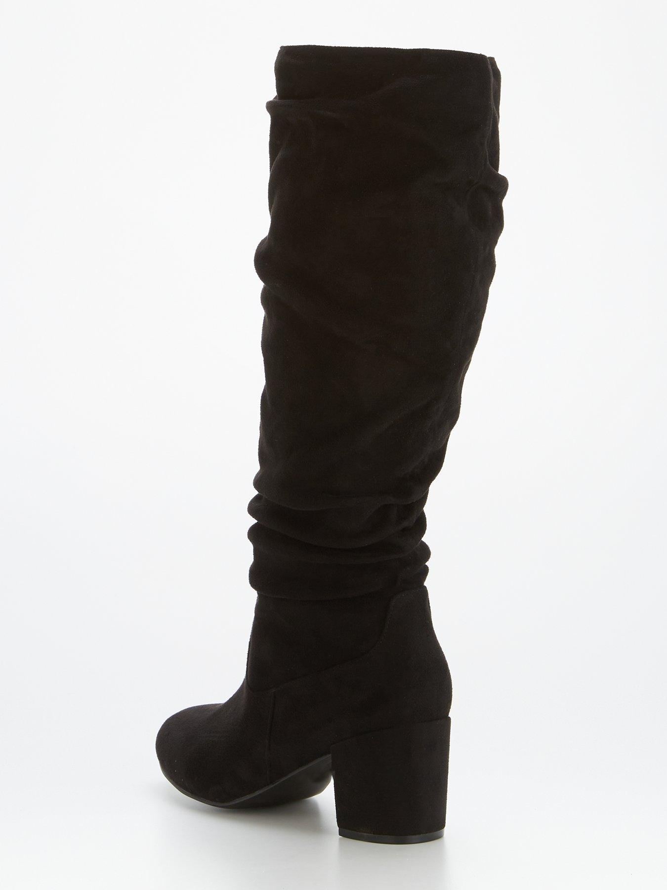 Slouch boots block store heel