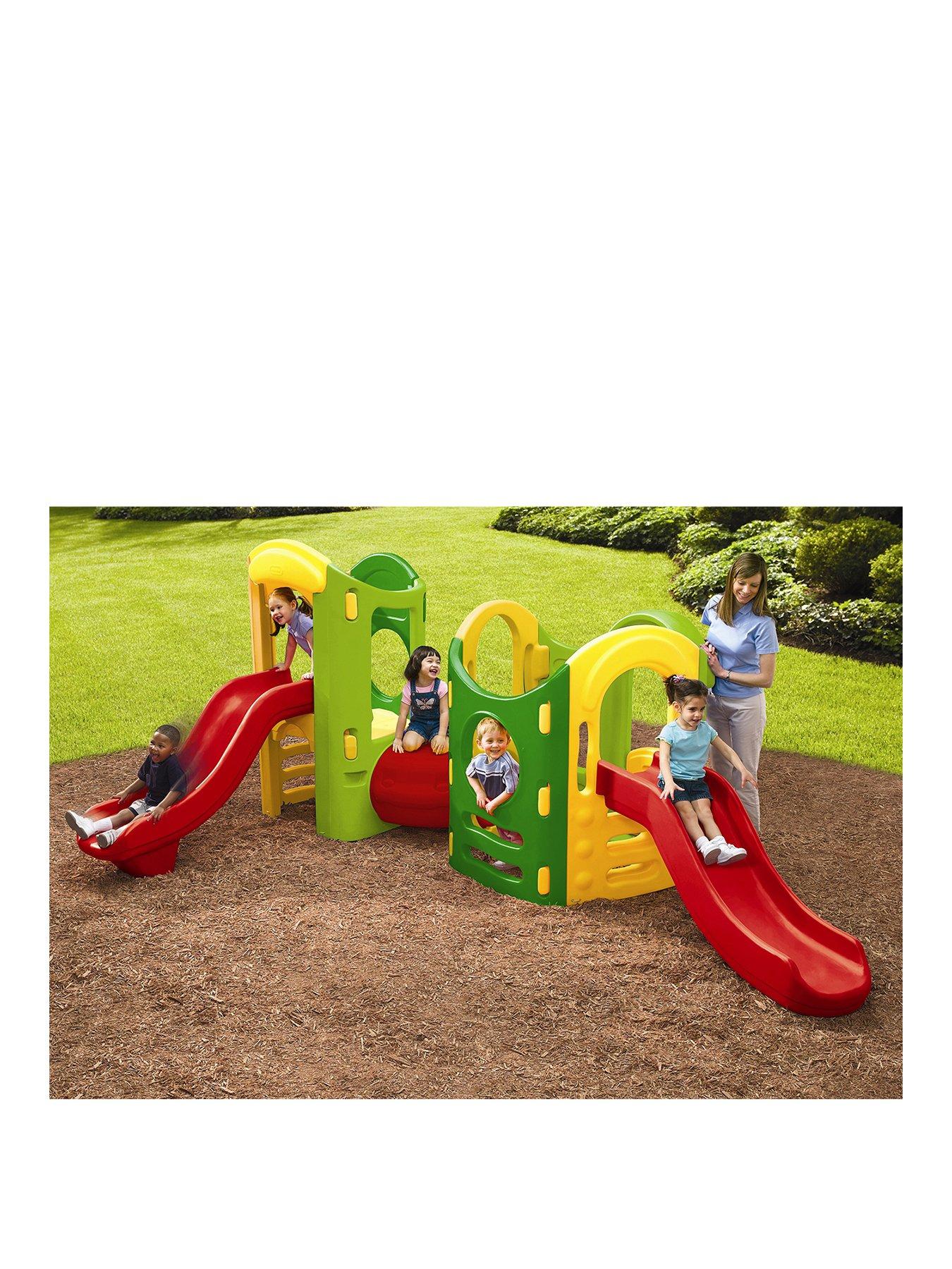 swing set with tunnel slide