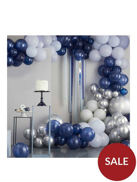 ginger-ray-blue-silver-balloon-arch