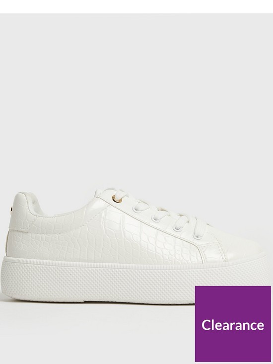 front image of new-look-white-faux-croc-chunky-trainers
