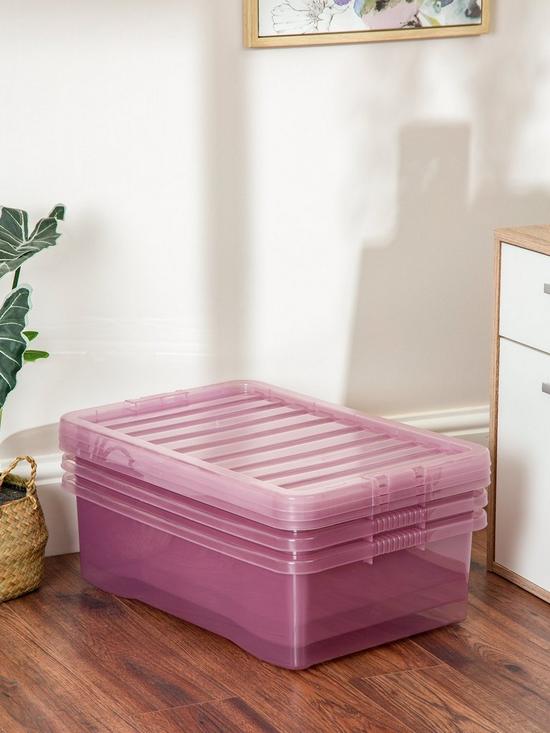 stillFront image of wham-set-of-3-pink-crystal-32-litre-plastic-storage-boxesnbsp