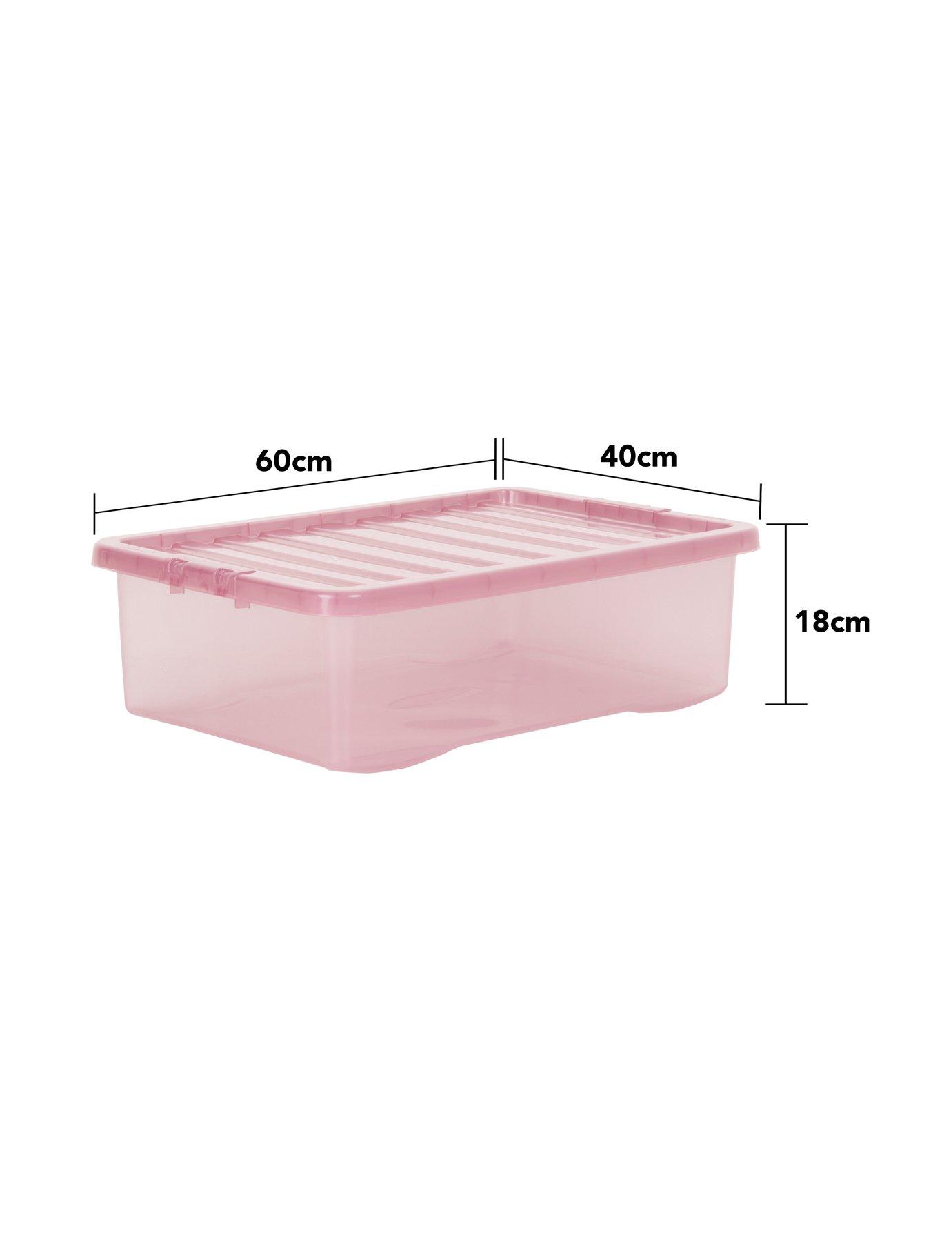 Image 5 of 5 of Wham Set of 3 Pink Crystal 32-Litre Plastic Storage Boxes