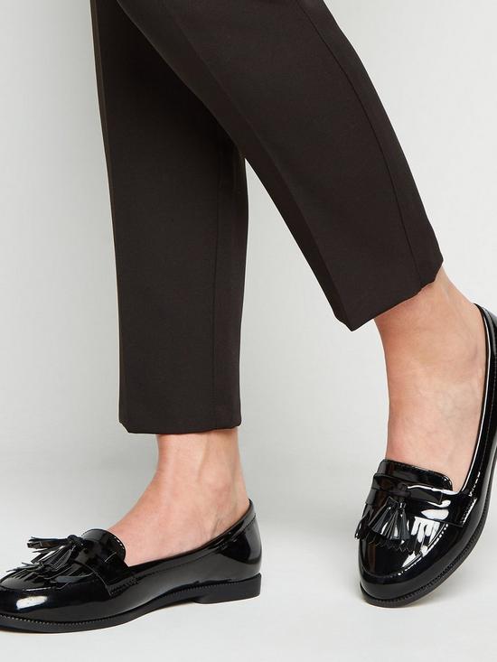 stillFront image of new-look-wide-fit-black-patent-tassel-loafers