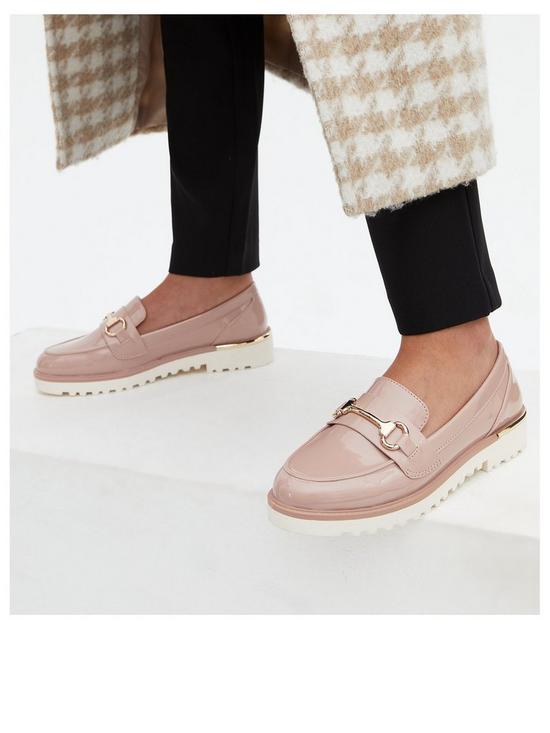 stillFront image of new-look-pale-pink-patent-metal-trim-chunky-loafers