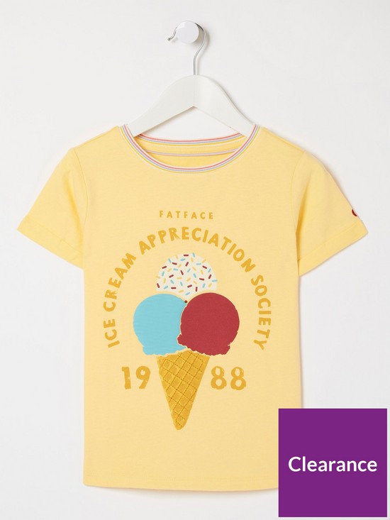 front image of fatface-girls-ice-cream-tshirt-yellow