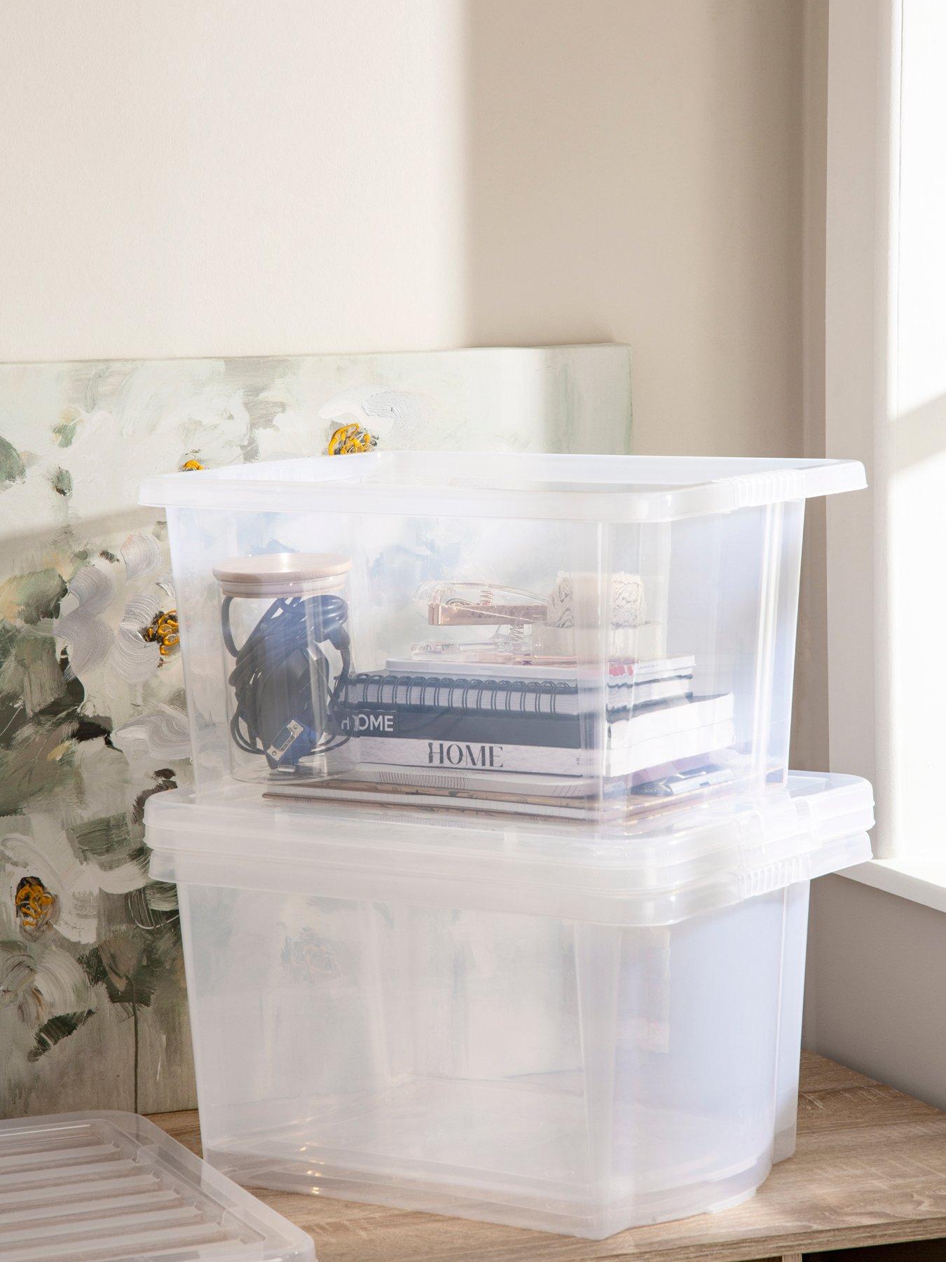 undefined Set of 3 Clear Crystal 28-Litre Plastic Storage Boxes