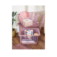 Set of 3 Pink Crystal 28-Litre Plastic Storage Boxes