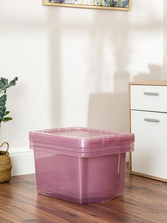 stillFront image of wham-set-of-3-pink-crystal-28-litre-plastic-storage-boxesnbsp