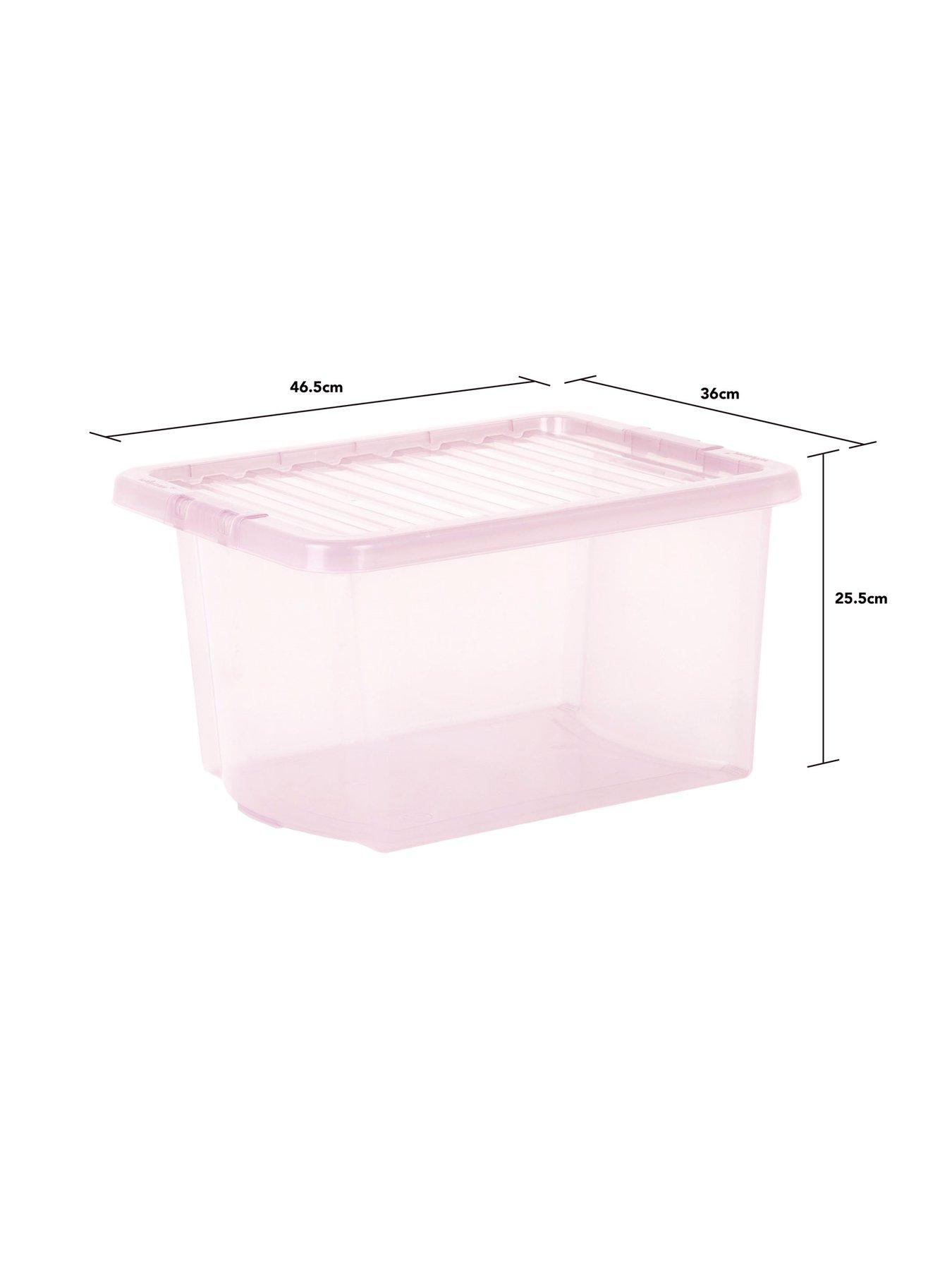  image of wham-set-of-3-pink-crystal-28-litre-plastic-storage-boxesnbsp