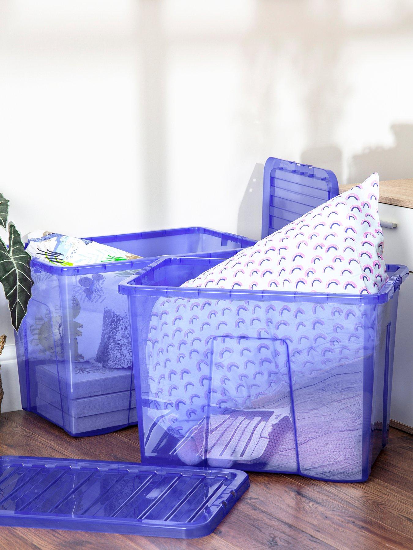 undefined Set of 2 Blue Crystal 80 Litre Plastic Storage Boxes