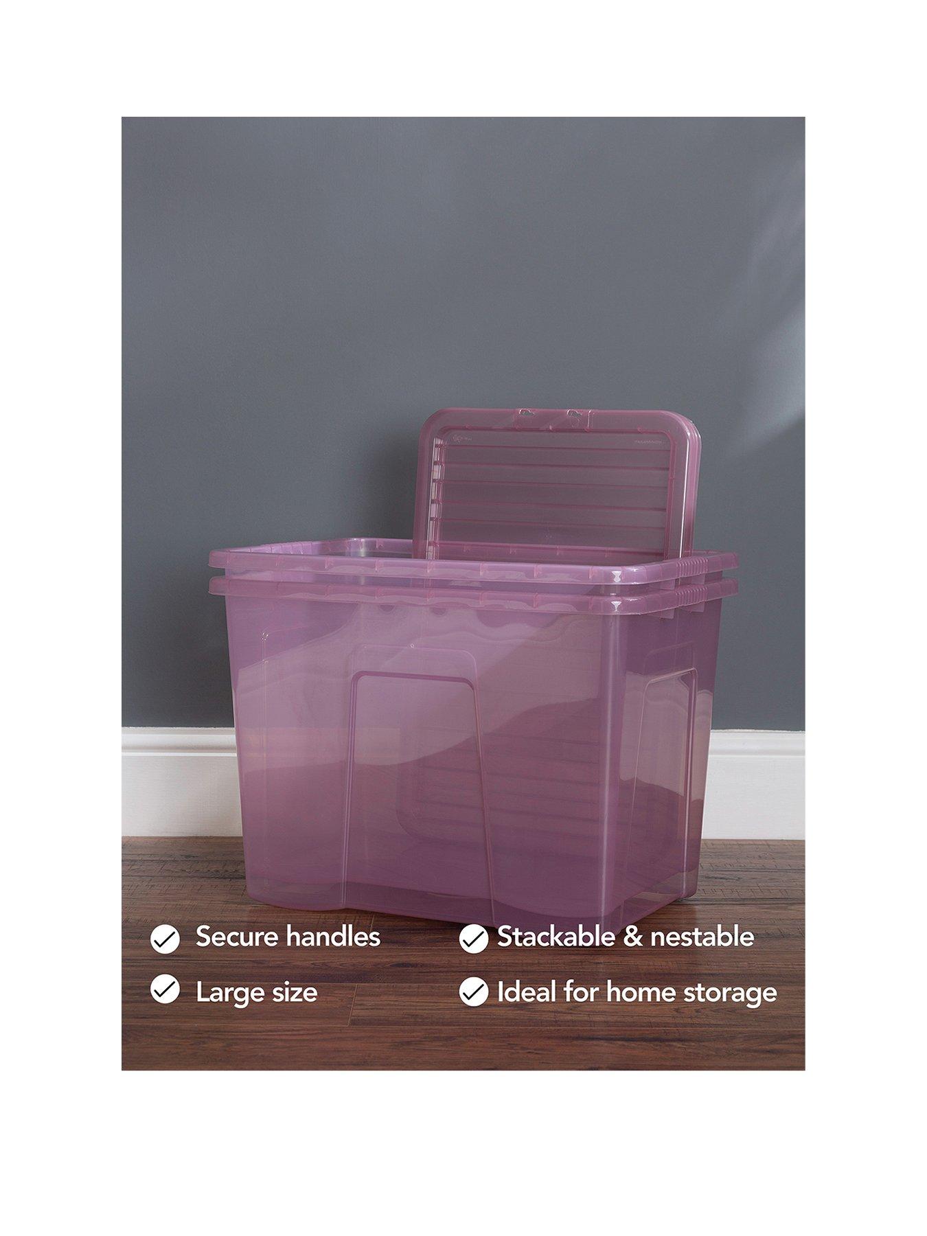  image of wham-set-of-2-pink-crystal-80-litre-plastic-storage-boxes