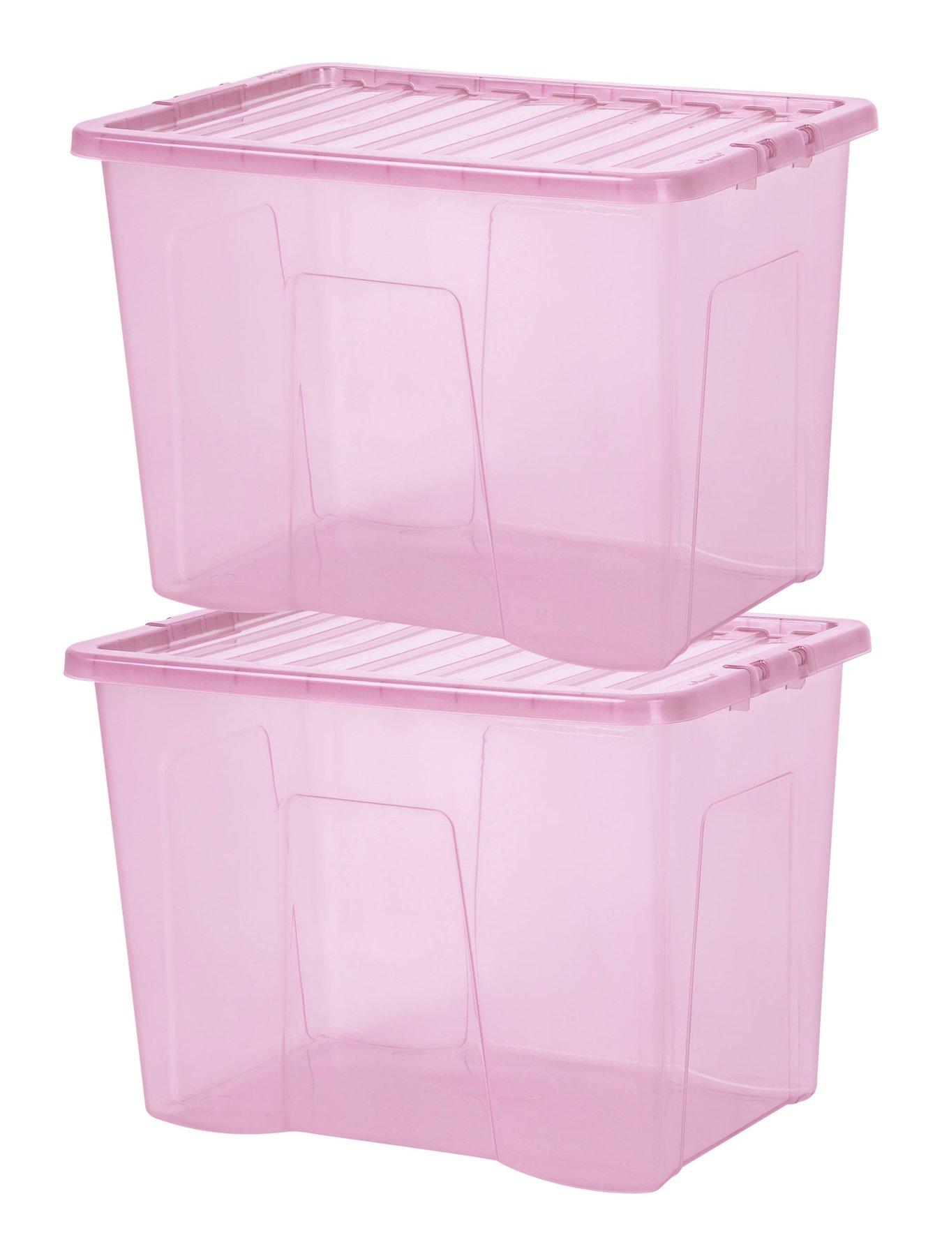  image of wham-set-of-2-pink-crystal-80-litre-plastic-storage-boxes