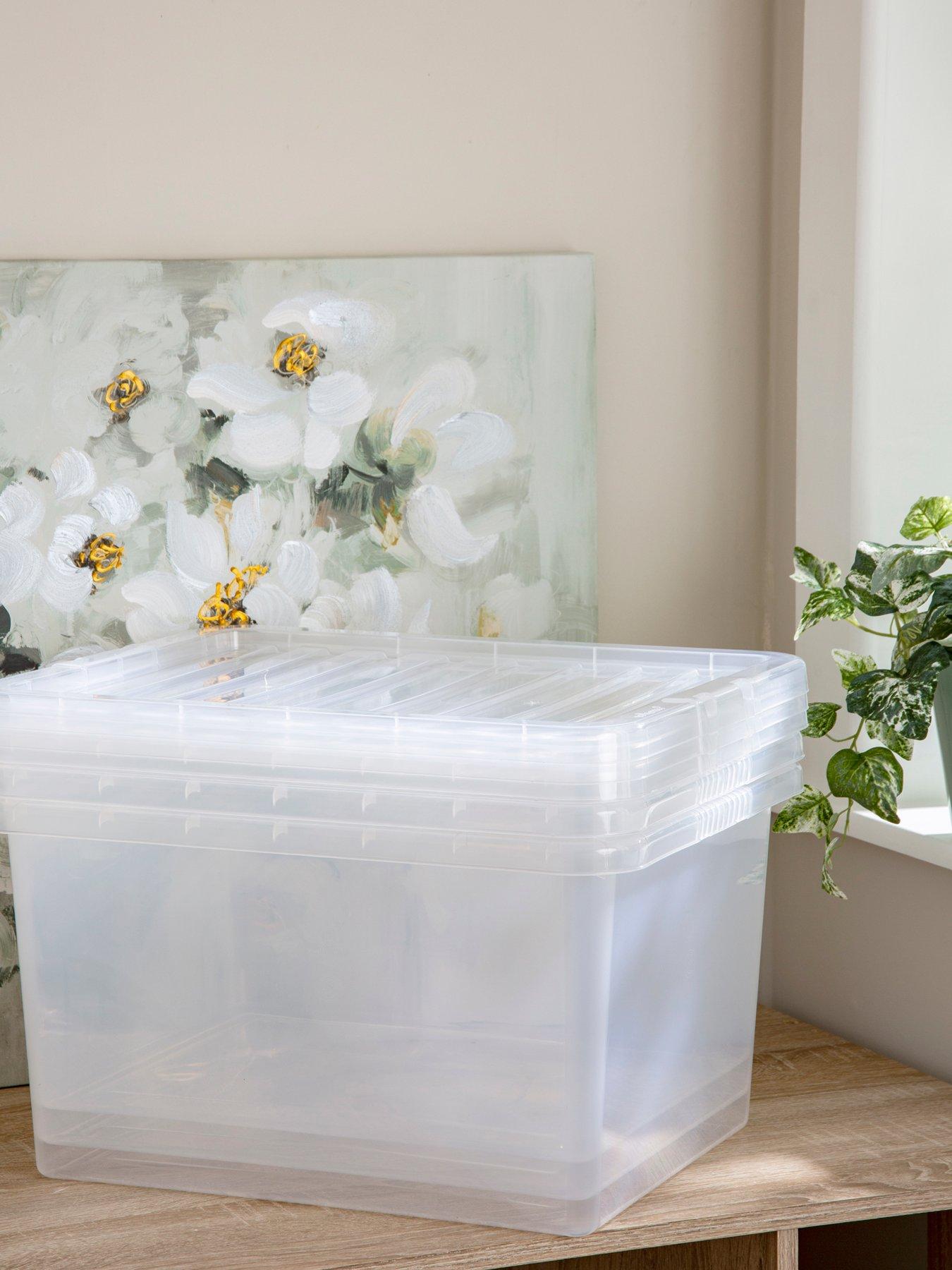 undefined Set of 3 Clear Crystal 37-Litre Plastic Storage Boxes