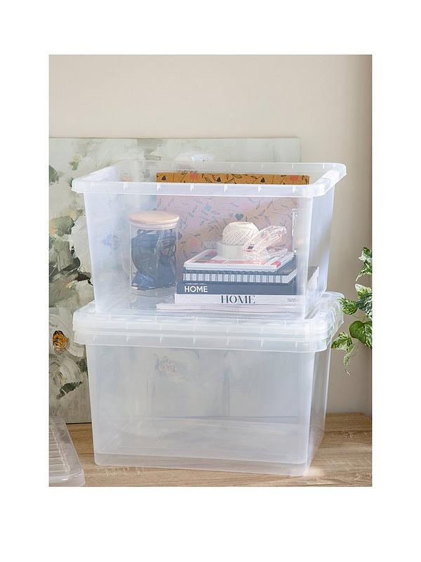 Wham Set of 3 Clear Crystal 37-Litre Plastic Storage Boxes