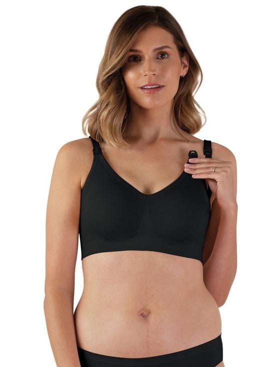 front image of bravado-body-silk-seamlessnbspnursing-bra-black