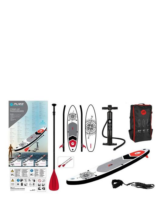 front image of pure-320-nautical-sup-inflatable-stand-up-paddle-board-10-feet-complete-set-with-pump-patch-tool-foot-lead-adjustable-paddle-and-waterproof-2l-b