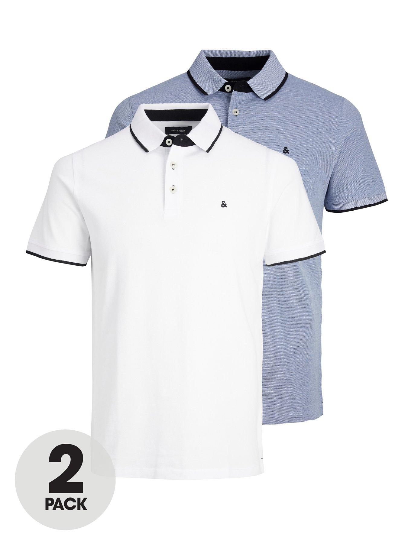 undefined Jack  &  Jones Paulos 2 Pack Tipped Polo Shirt - Cobalt/White