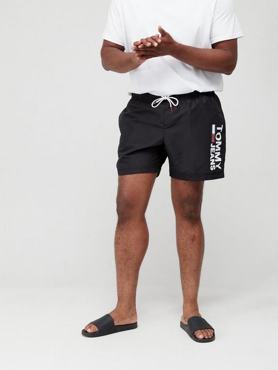 front image of tommy-hilfiger-big-amp-tall-classic-swim-shorts-black