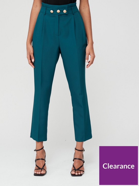 front image of v-by-very-military-button-tab-tapered-trouser-green