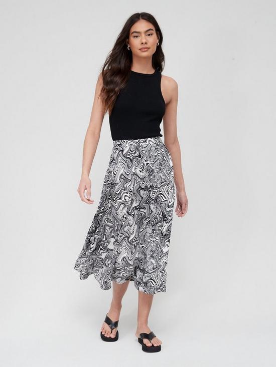 front image of v-by-very-elasticated-waist-midi-skirt-mono-printnbsp