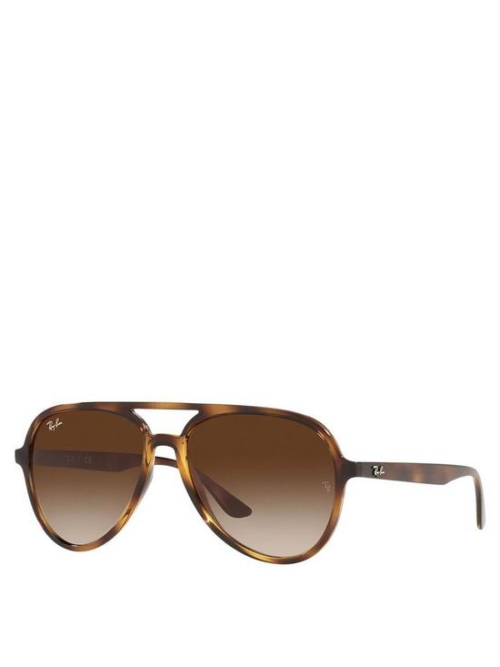 front image of ray-ban-pilot-havana-frame-brown-gradient-lens-sunglasses