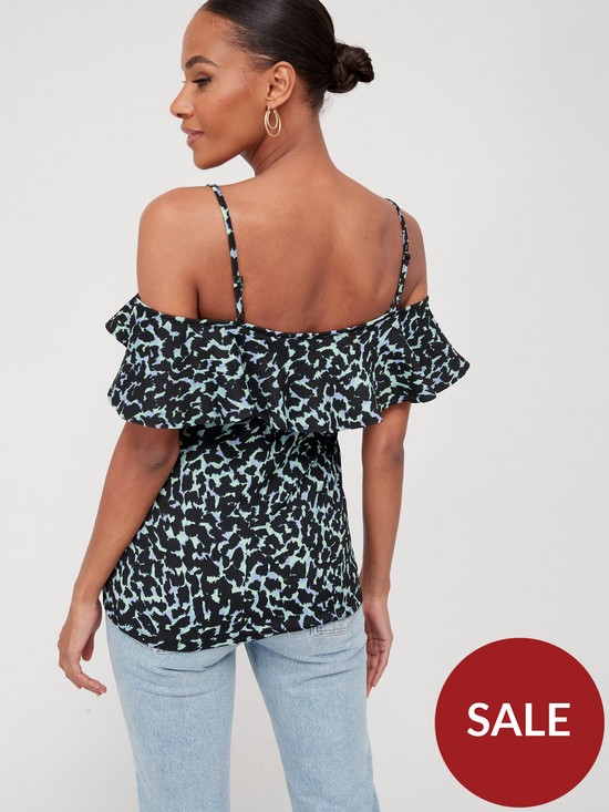 stillFront image of v-by-very-cold-shoulder-ruffle-jersey-top