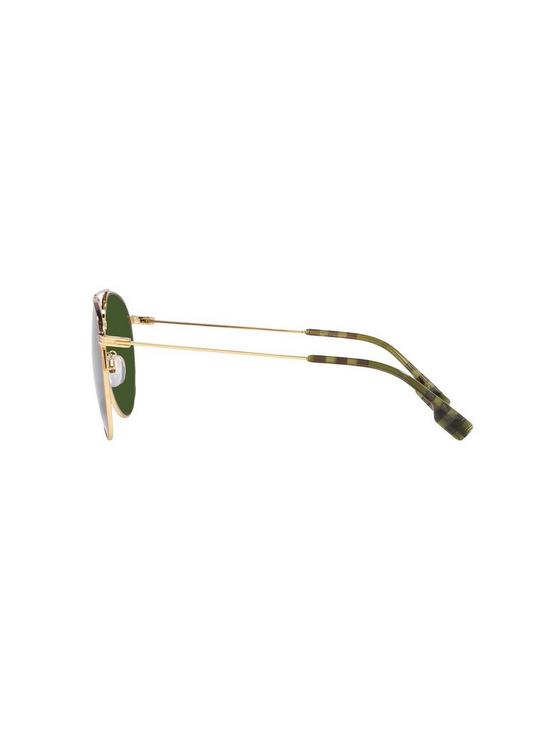 back image of burberry-pilot-gold-frame-dark-green-lens-sunglasses
