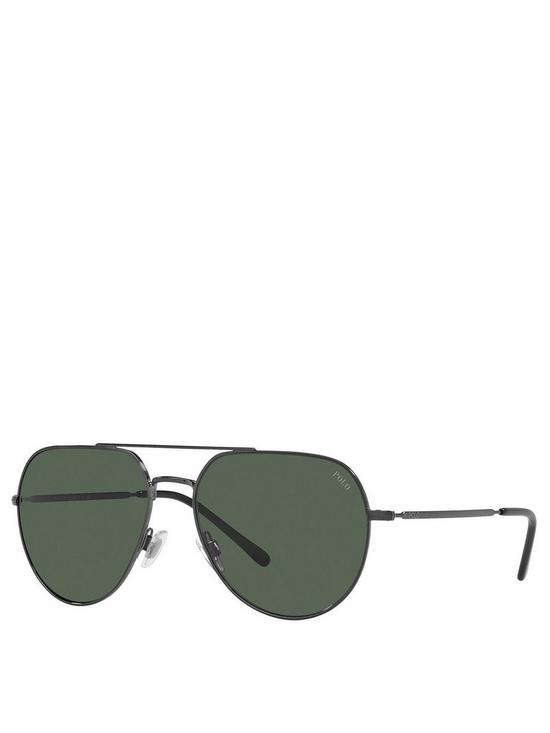 stillFront image of polo-ralph-lauren-pilot-shiny-dark-gunmetal-frame-dark-green-lens-sunglasses