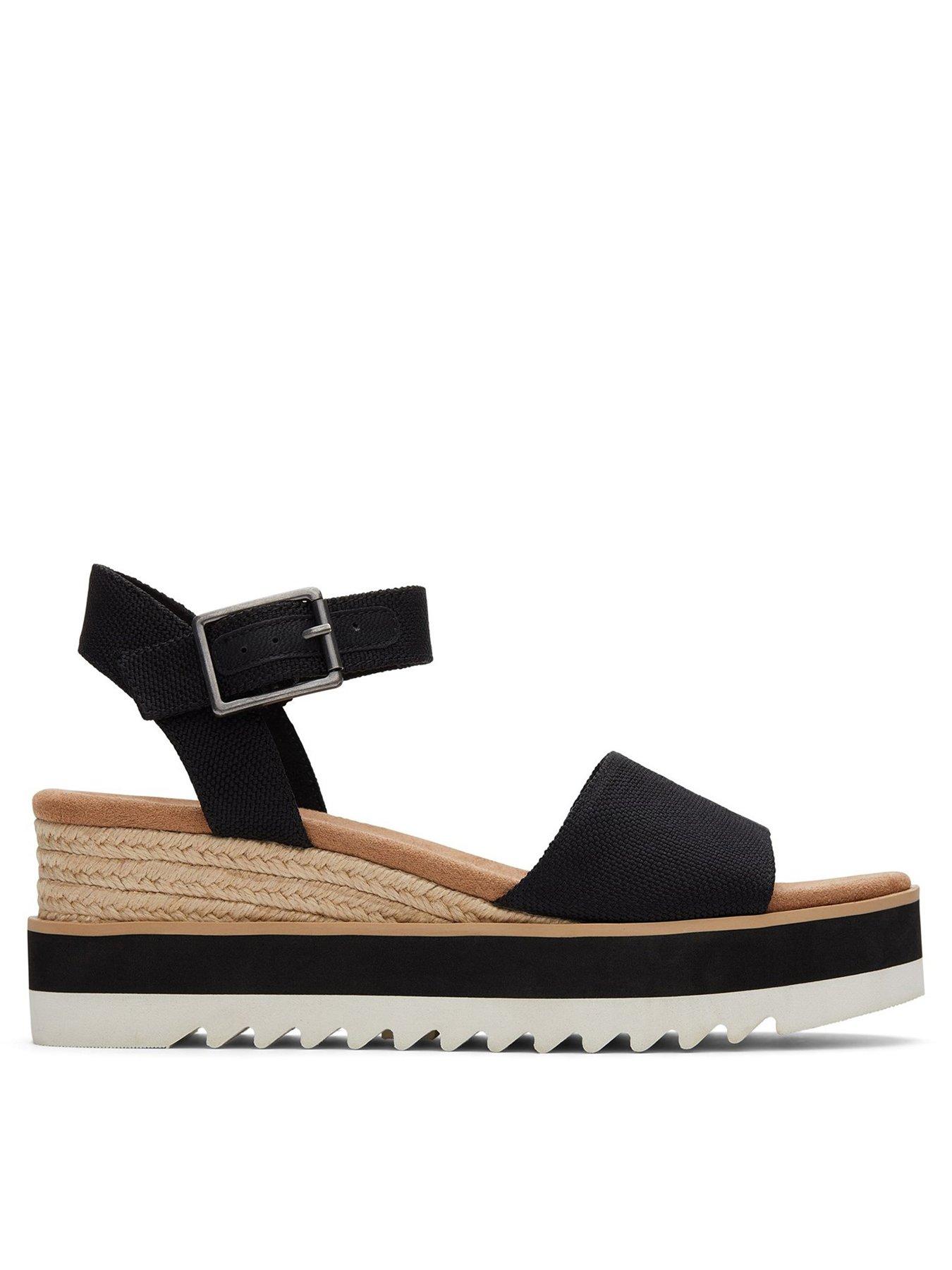 Image 1 of 5 of TOMS Diana Wedge Sandals - Black