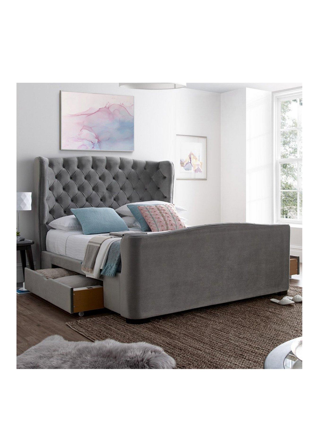Julian Bowen Downton Velvet 2 Drawer Storage Super King Size Bed