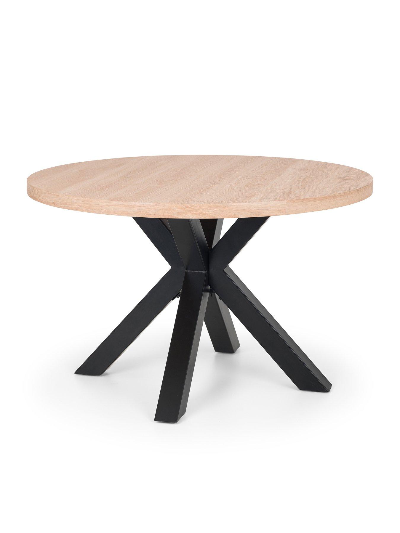  image of julian-bowen-berwick-120-cm-round-dining-table-4-hobart-chairs-oakgrey