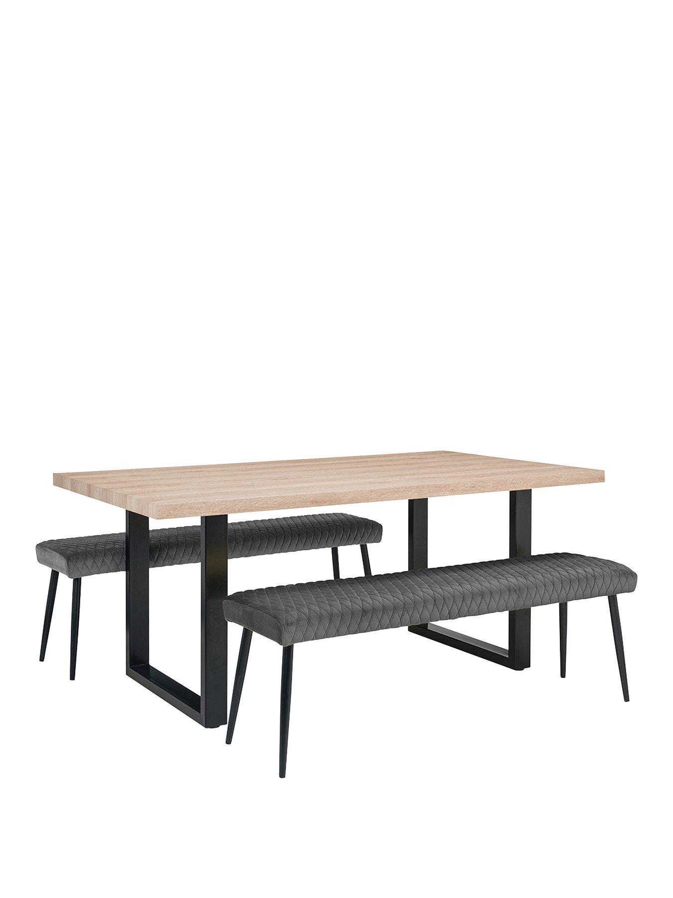 undefined Berwick 180 cm Dining Table + 2 Luxe Low Benches - Oak/Grey
