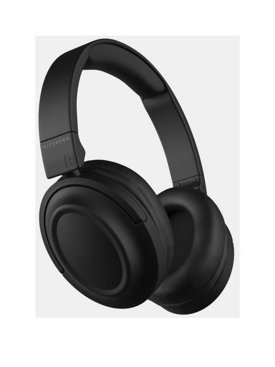front image of kitsound-edge-50-bluetooth-on-ear-headphones-black