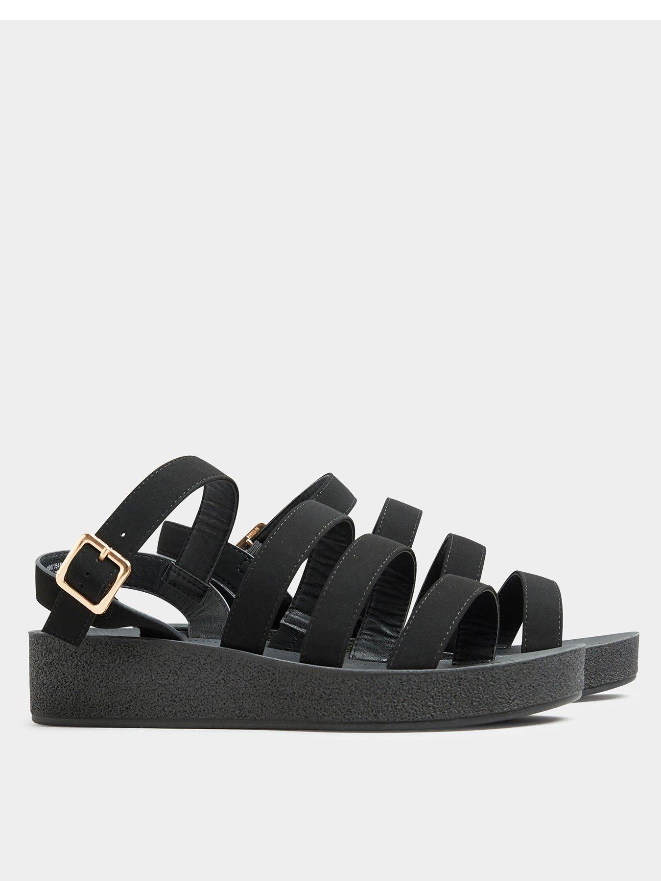 LIMITED COLLECTION Black Flatform Flip Flops In Wide E Fit