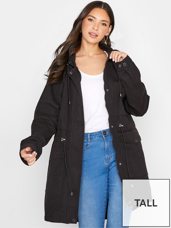 front image of long-tall-sally-washed-twill-parka-black